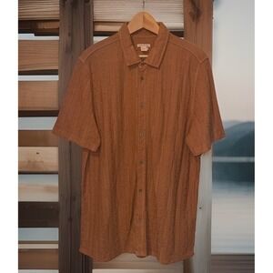 Carbon To Cobalt Dunes Knit Shirt Men L Nutmeg Contrast‎ Poplin Trim